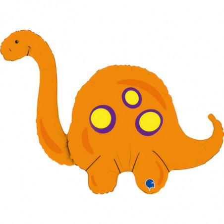 Ballon Mylar Dinosaure Brontosaurus Orange - Grabo