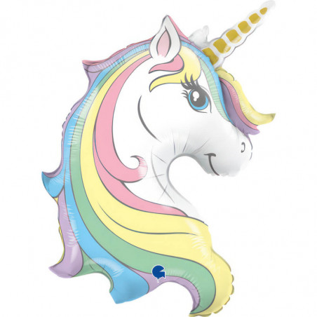 Ballon Alu XL Tête de Licorne Pastel Macaron Unicorn Head – Grabo