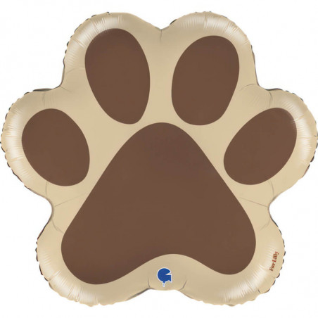 Ballon aluminium patte de chien marron - Dog Paw Grabo