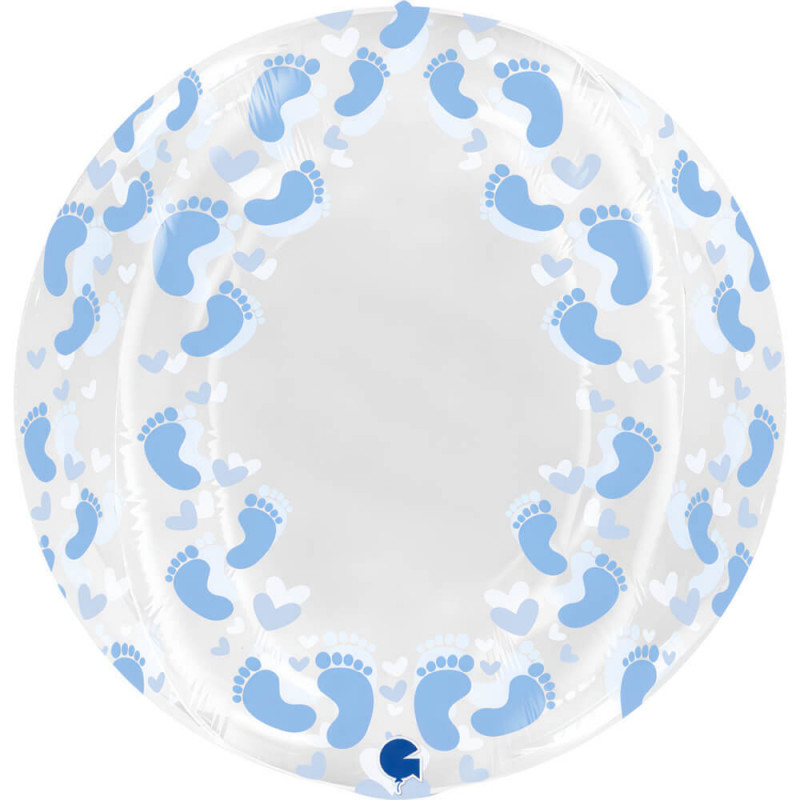 Ballon Cristal Motif Pieds Bleu Bébé 48 cm – Grabo