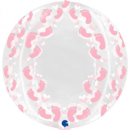 Ballon Cristal Motif Pieds Rose Bébé 48 cm – Grabo