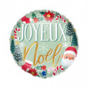 Ballon Alu Rond "Joyeux Noël" sur Fond Vert et Rouge – Grabo