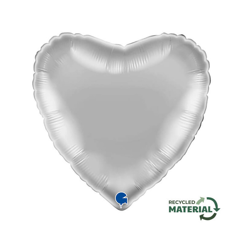 Ballon Alu Coeur Argent Brillant – 18" – Grabo