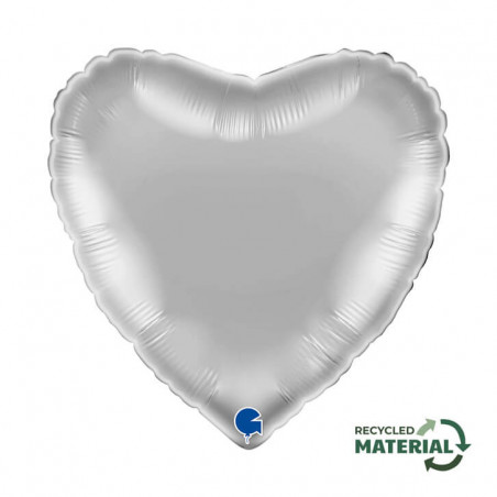 Ballon Alu Coeur Argent Brillant – 18" – Grabo