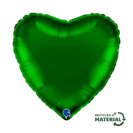 Ballon Alu Cœur Vert Foncé Brillant – 18" – Grabo