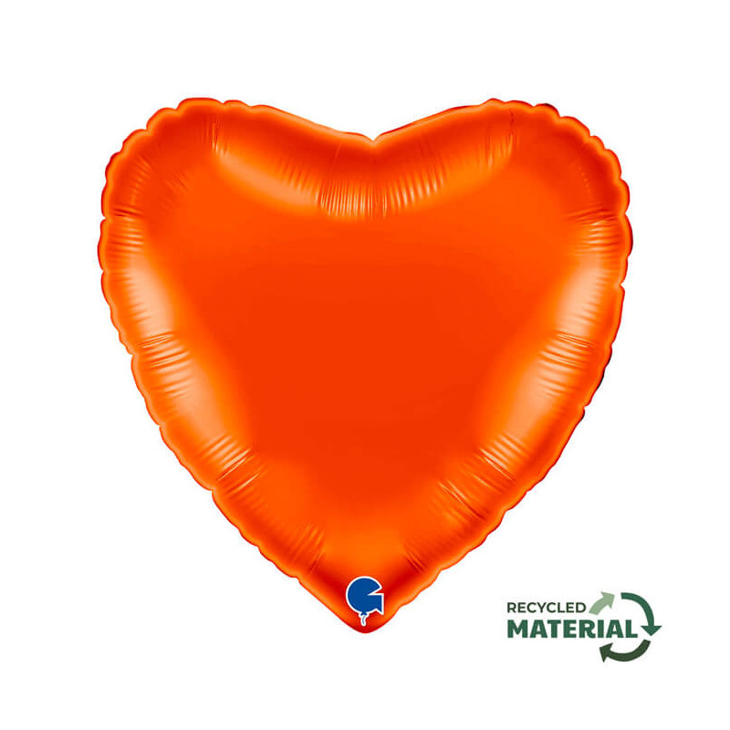 Ballon Alu Coeur Orange Brillant – 18" – Grabo