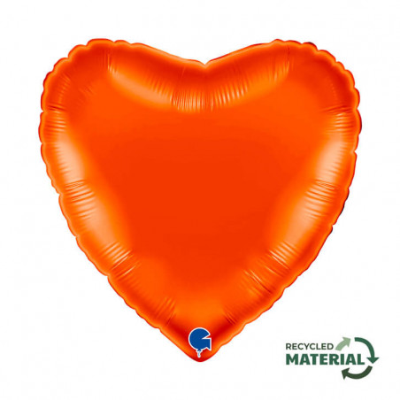 Ballon Alu Coeur Orange Brillant – 18" – Grabo