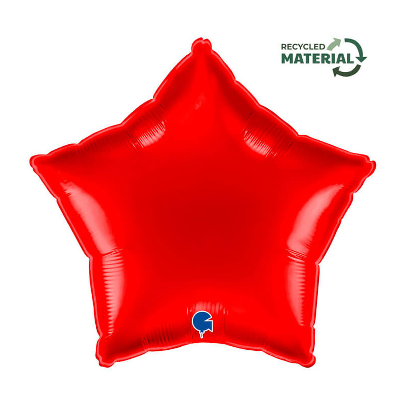 Ballon Alu Étoile Rouge Brillant – 18" – Grabo
