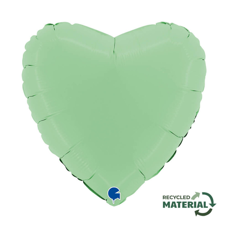Ballon Alu Coeur Vert Pastel – 18" – Grabo