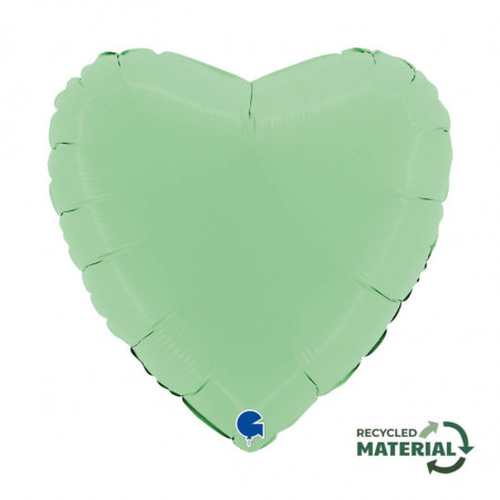 Ballon Alu Coeur Vert Pastel – 18" – Grabo