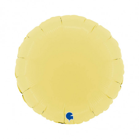 Ballon Alu Rond Jaune Pastel Mat – 18" Matte Yellow – Grabo