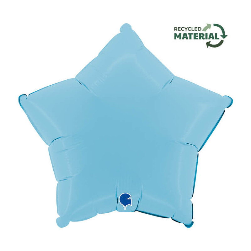Ballon Alu Étoile Bleu Pastel – 18" Matte Blue – Grabo