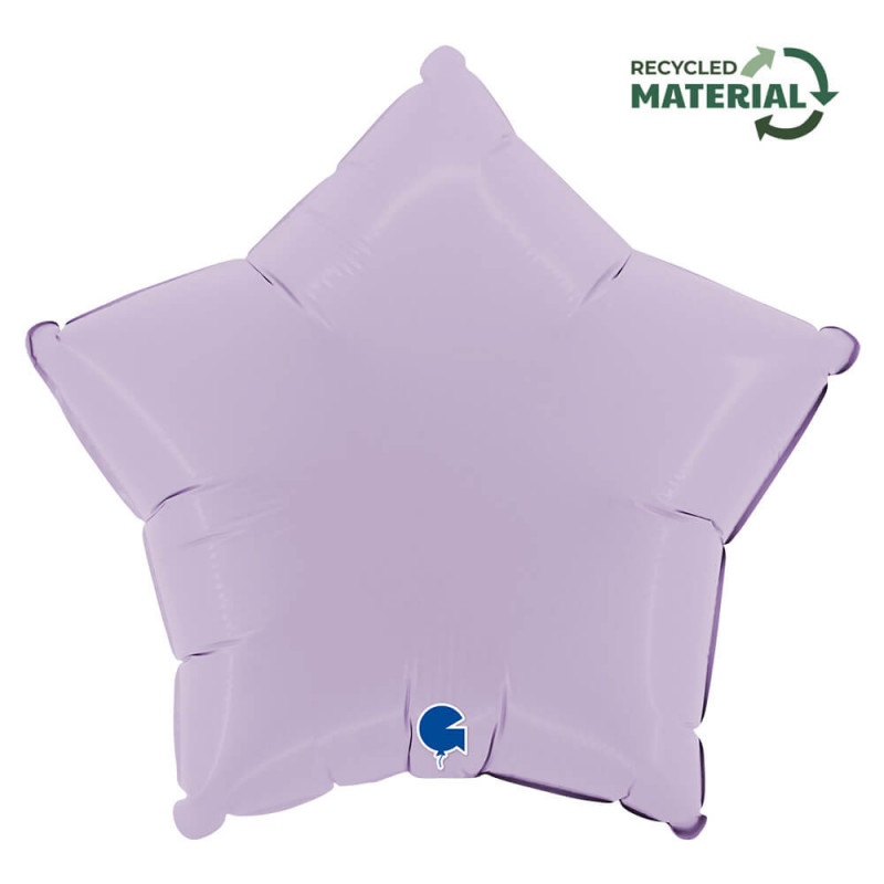 Ballon Alu Étoile Parme Pastel – 18" Matte Lilac – Grabo