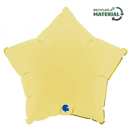 Ballon Alu Étoile Jaune Pastel – 18" Matte Yellow – Grabo
