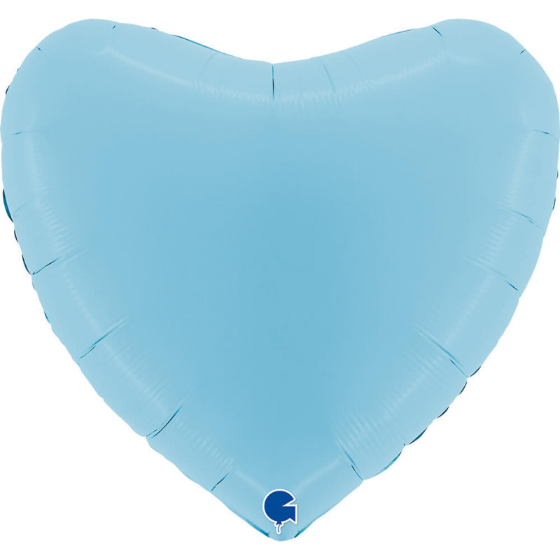 Ballon Alu Coeur Bleu Pastel – 36" (91 cm) – Grabo