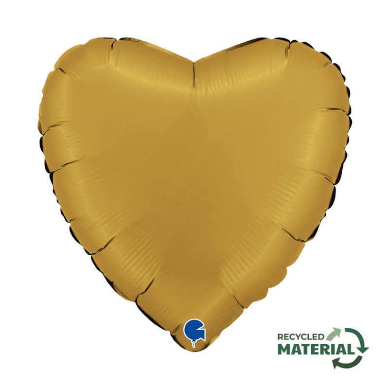 Ballon Cœur Doré Mat – Matte Gold 18" (45 cm) – Grabo