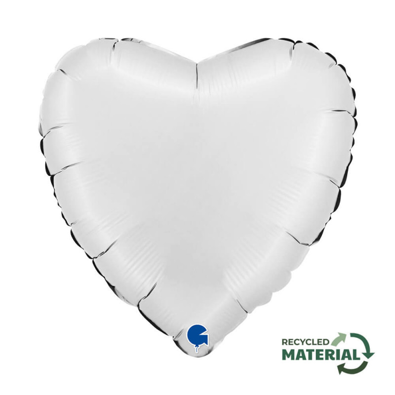 Ballon Alu Coeur Blanc Mat – 18" – Grabo