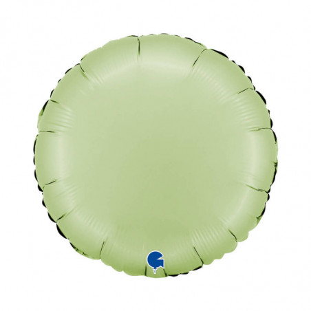 Ballon Alu Rond Vert Olive Satin – 18" – Grabo