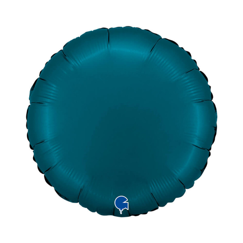 Ballon Alu Rond Bleu Pétrole Satin – 18" – Grabo