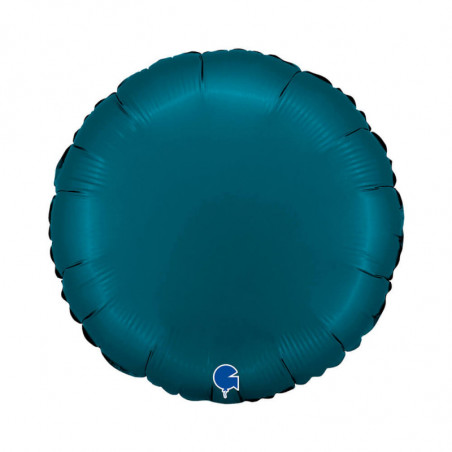 Ballon Alu Rond Bleu Pétrole Satin – 18" – Grabo