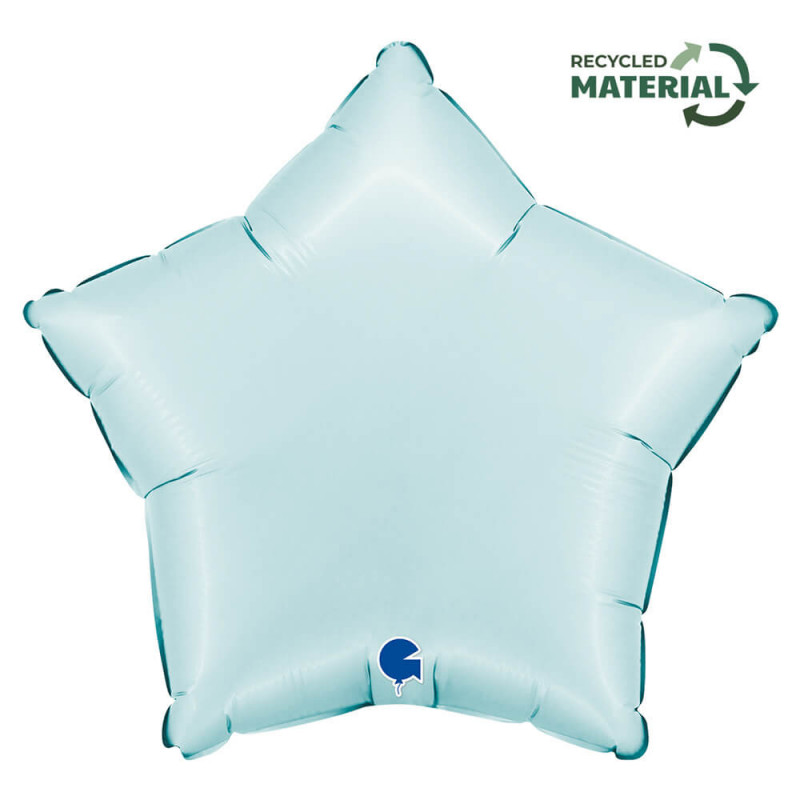 Ballon Alu Étoile Bleu Pastel Satin – 18" – Grabo