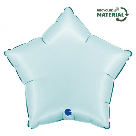 Ballon Alu Étoile Bleu Pastel Satin – 18" – Grabo