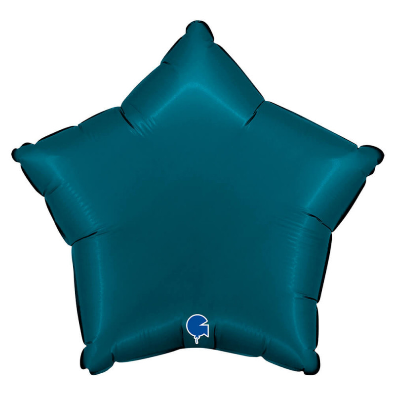 Ballon Alu Étoile Bleu Pétrole Satin Petrol Blue – 18" – Grabo