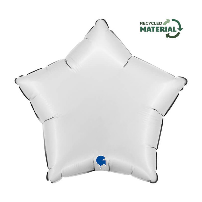 Ballon Alu Étoile Blanc Mat Satin White – 18" – Grabo