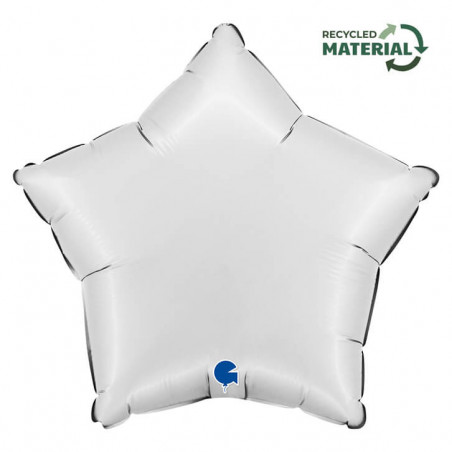 Ballon Alu Étoile Blanc Mat Satin White – 18" – Grabo
