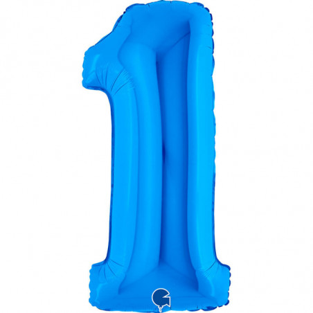 Ballon alu chiffre 1 - Bleu foncé brillant - Blue 40inc Grabo
