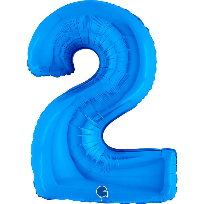Ballon aluminium Chiffre 2 Bleu Blue 40inc Grabo