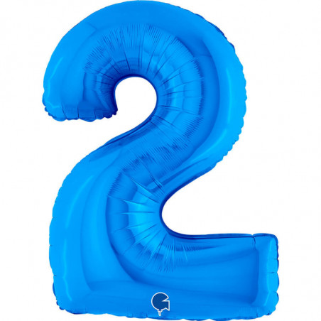 Ballon aluminium Chiffre 2 Bleu Blue 40inc Grabo