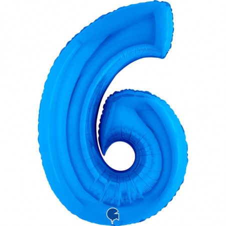 Ballon aluminium chiffre 6 Bleu foncé Blue 40inc Grabo