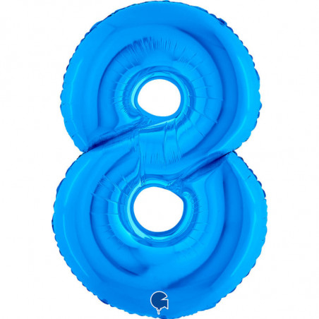 Ballon aluminium chiffre 8 Bleu foncé Blue 40inc Grabo