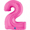Ballon aluminium chiffre 2 Rose fuchsia Fuxia 40inc Grabo