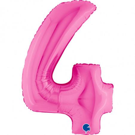 Ballon aluminium chiffre 4 Rose fuchsia Fuxia 40inc Grabo