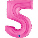 Ballon aluminium chiffre 5 Rose fuchsia Fuxia 40inc Grabo