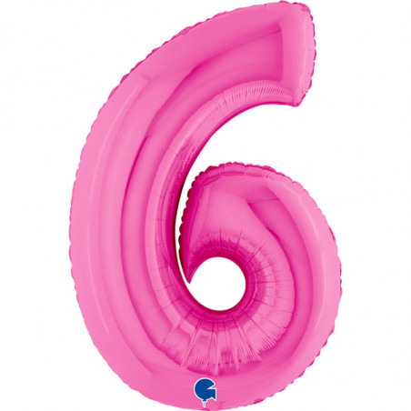 Ballon aluminium chiffre 6 Rose fuchsia Fuxia 40inc Grabo