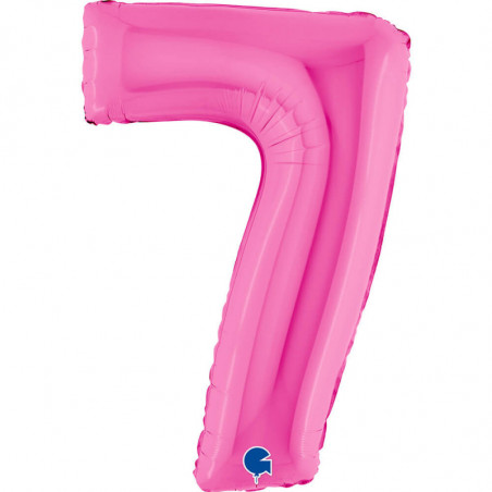 Ballon aluminium chiffre 7 Rose fuchsia Fuxia 40inc Grabo