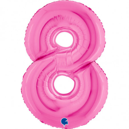 Ballon aluminium chiffre 8 Rose fuchsia Fuxia 40inc Grabo