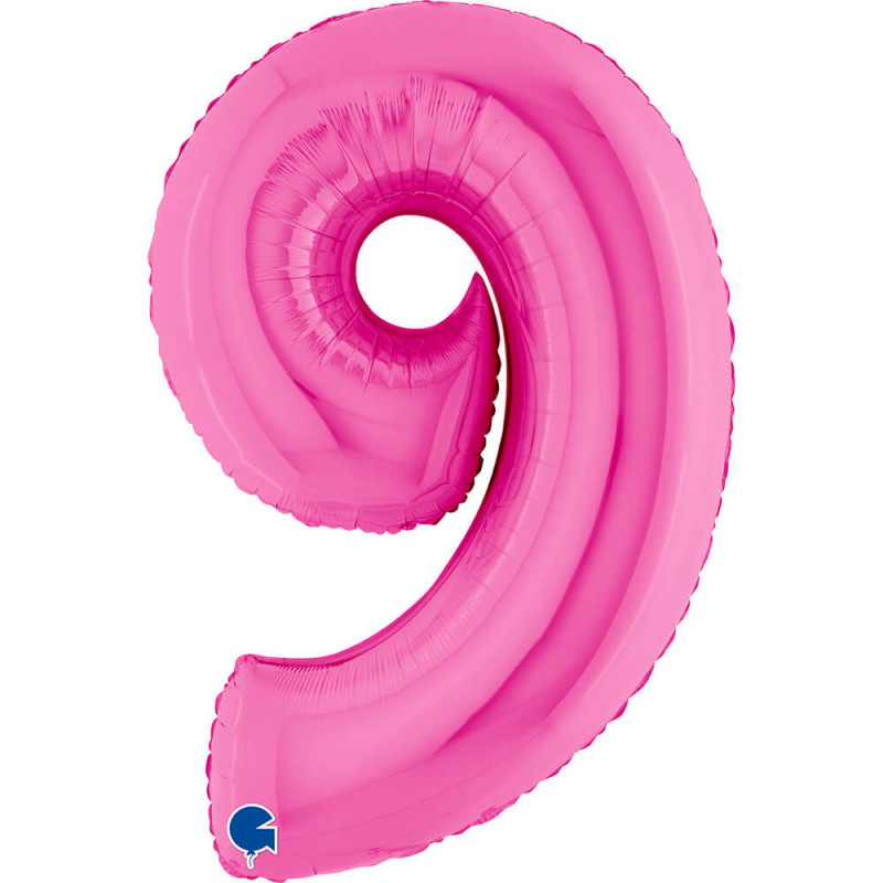 Ballon aluminium chiffre 9 Rose fuchsia Fuxia 40inc Grabo