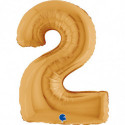 Ballon aluminium chiffre 2 Doré Gold 40inc Grabo