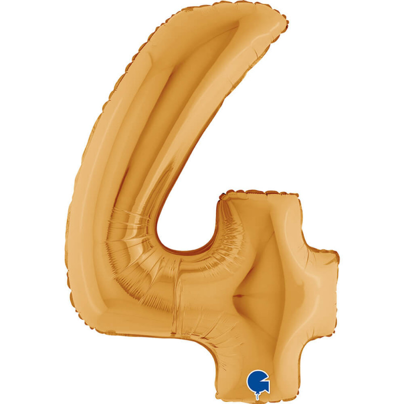 Ballon aluminium chiffre 4 Doré Gold 40inc Grabo