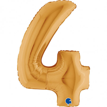 Ballon aluminium chiffre 4 Doré Gold 40inc Grabo