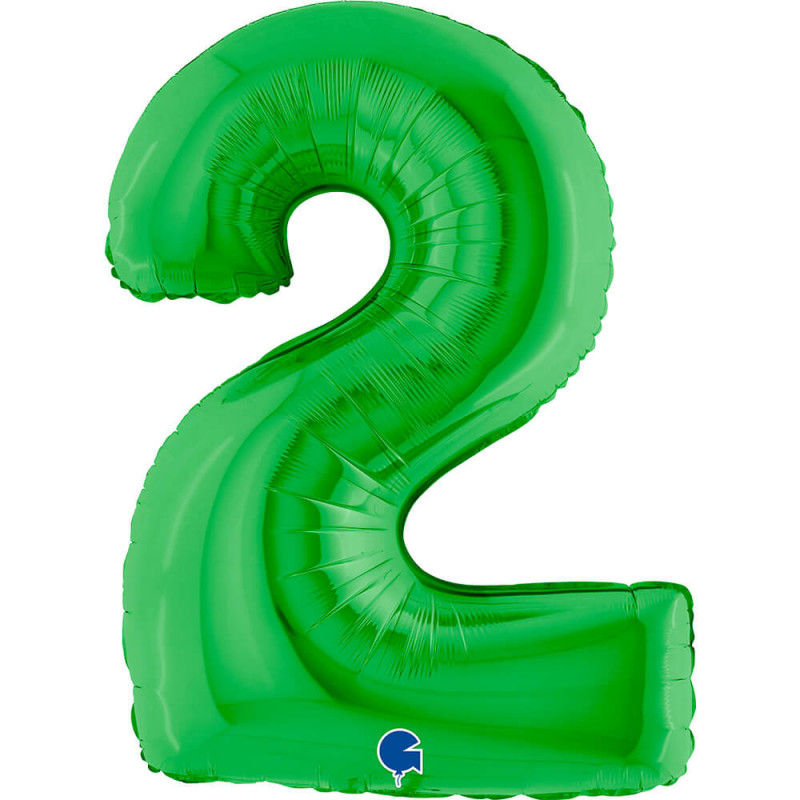 Ballon aluminium Chiffre 2 Vert foncé Green 40inc Grabo