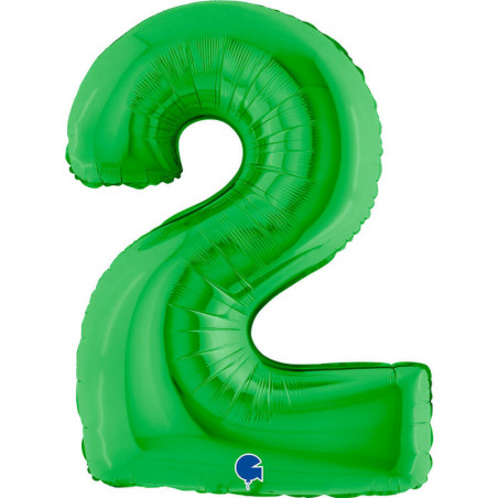 Ballon aluminium Chiffre 2 Vert foncé Green 40inc Grabo