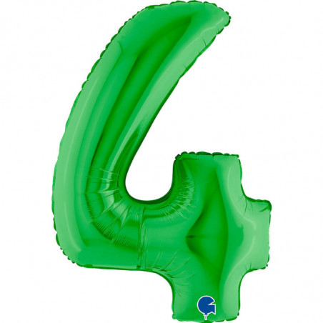 Ballon aluminium chiffre 4 Vert foncé Green 40inc Grabo