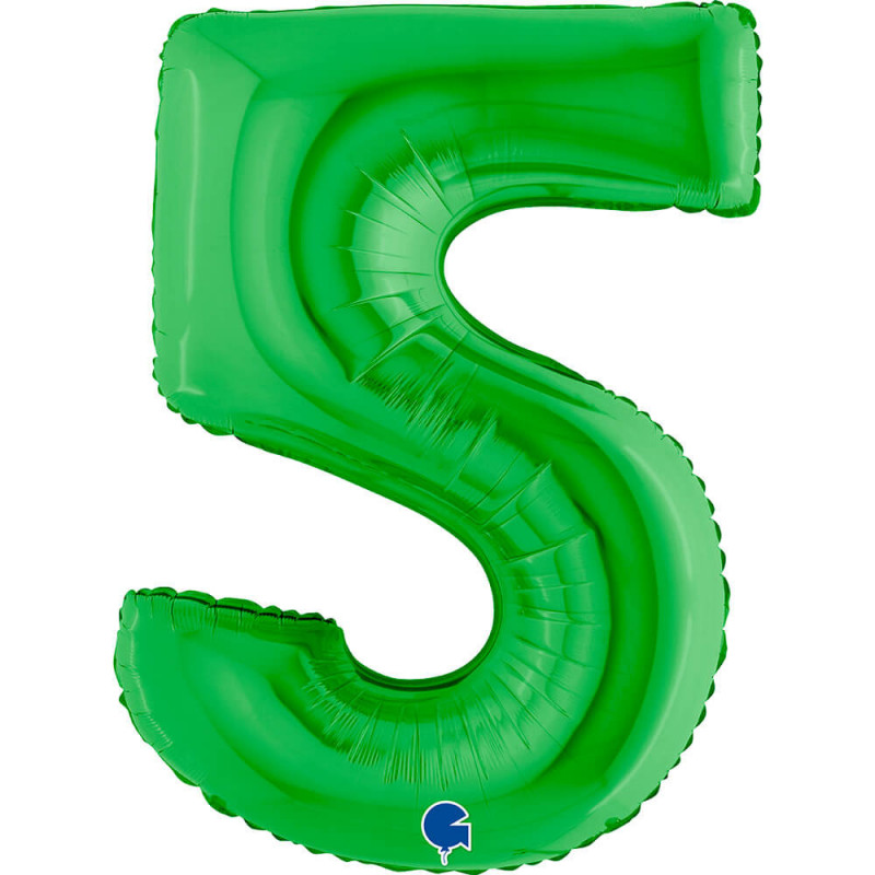 Ballon aluminium chiffre 5 Vert foncé Green 40inc Grabo