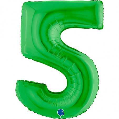 Ballon aluminium chiffre 5 Vert foncé Green 40inc Grabo