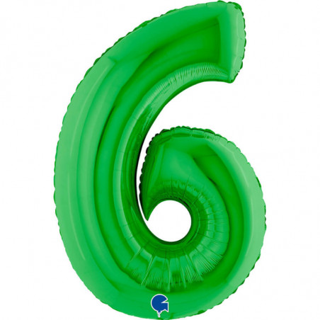 Ballon aluminium chiffre 6 Vert foncé Green 40inc Grabo